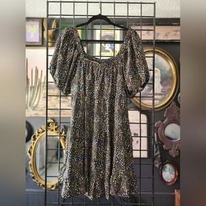 Wild Fable Black Floral Puff Sleeve Mini Dress – XL
